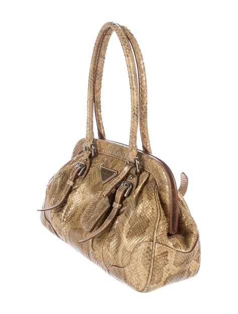 prada faux snake skin and fur purse